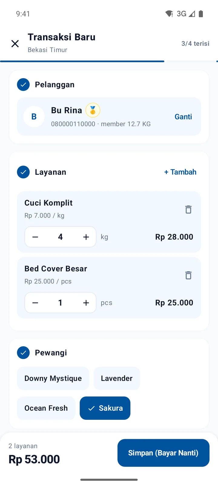 Layar Transaksi Baru di AKA POS